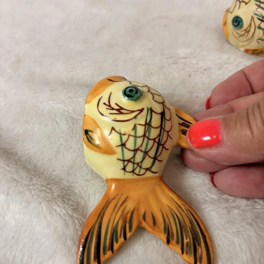 Vintage Koi Fish Goldfish Salt Pepper Shakers Made in Japan Ceramic Retro Kitsch